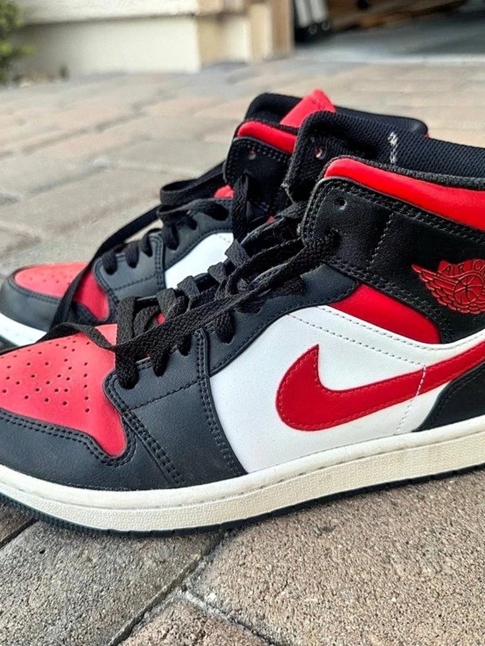 Nike Air Jordan 1 Mid Black & Red Sneakers